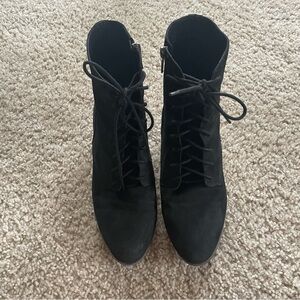 Lucky Black Lace-Up Ankle Booties